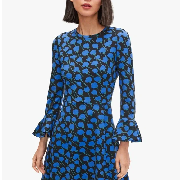 Kate spade poetic floral ponte dress with bell sleeves and pockets! - Picture 1 of 7